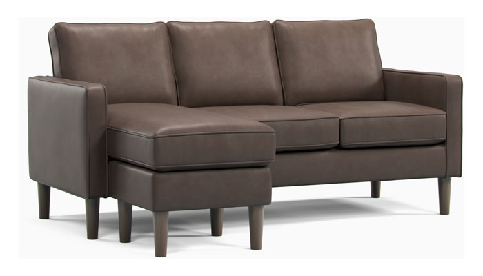 Studio Sits Carriage Chaise End Sofa in Faux Leather Brown